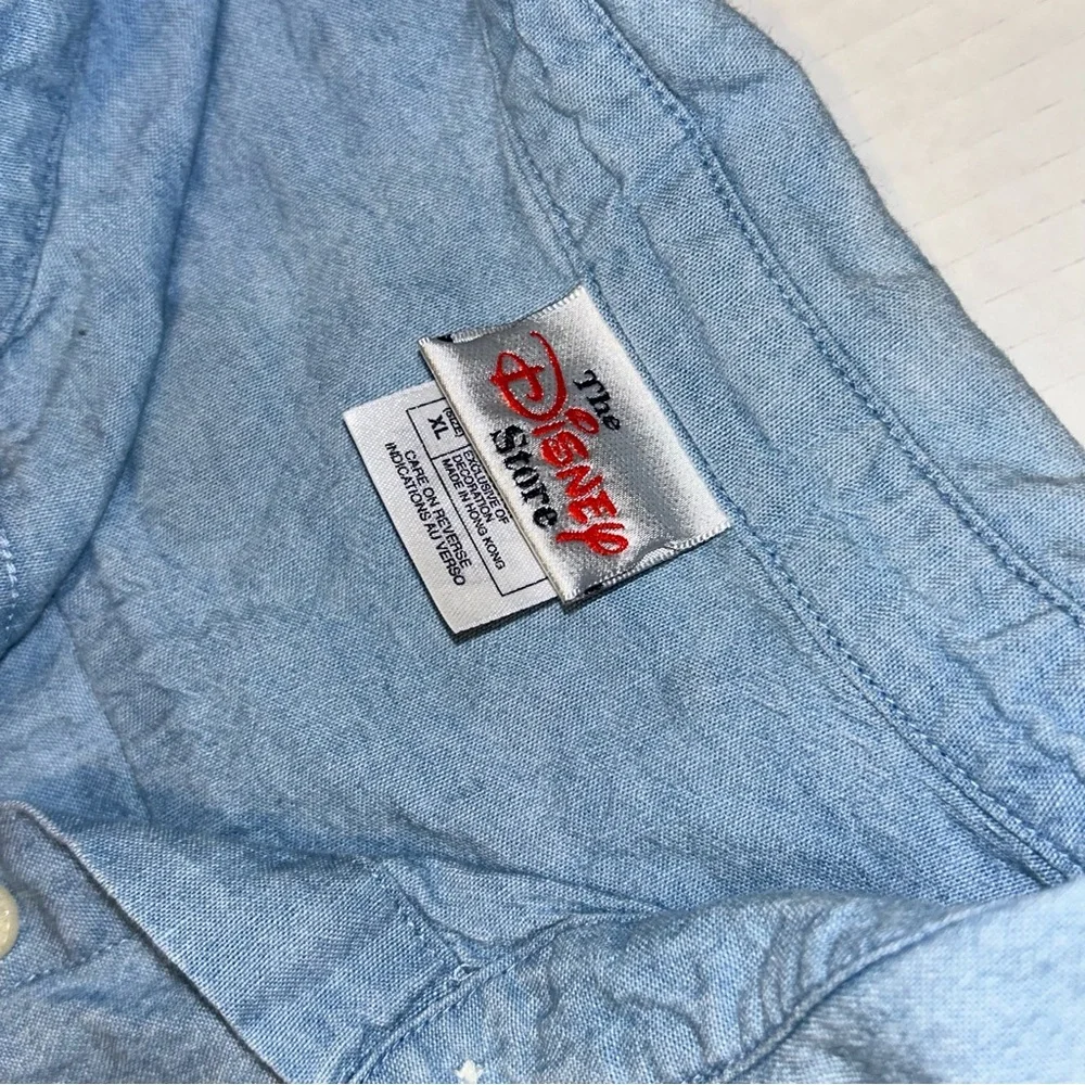 Vintage Disney Store Embroidered Aristocats Blue Button Down Shirt Sleeveless XL - Picture 4 of 4